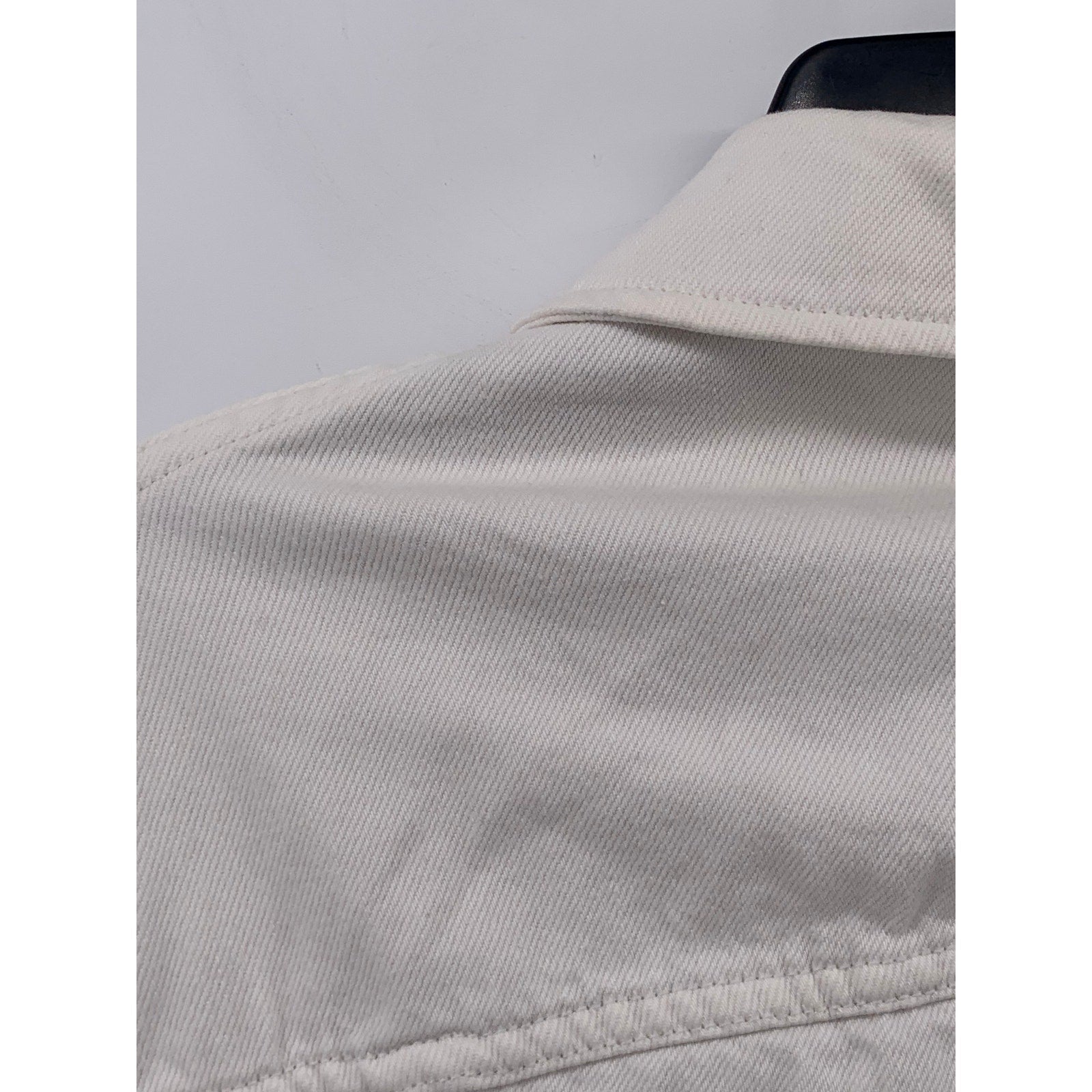 UNIQLO Women's White Denim Button-Up Long Sleeve Cropped Jacket SZ M