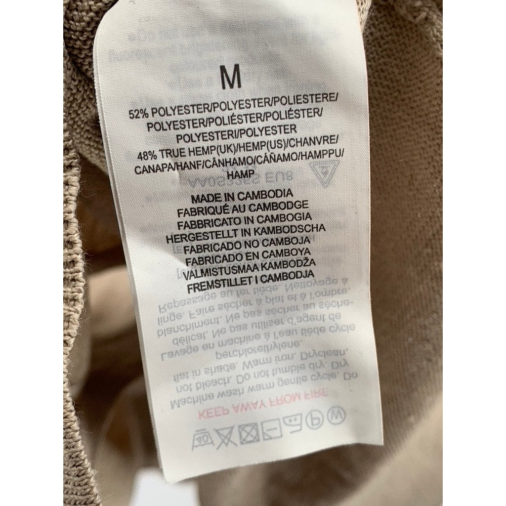 MUJI Women's Beige Knit V-Neck Hemp Blend Button-Up Long Sleeve Cardigan SZ M