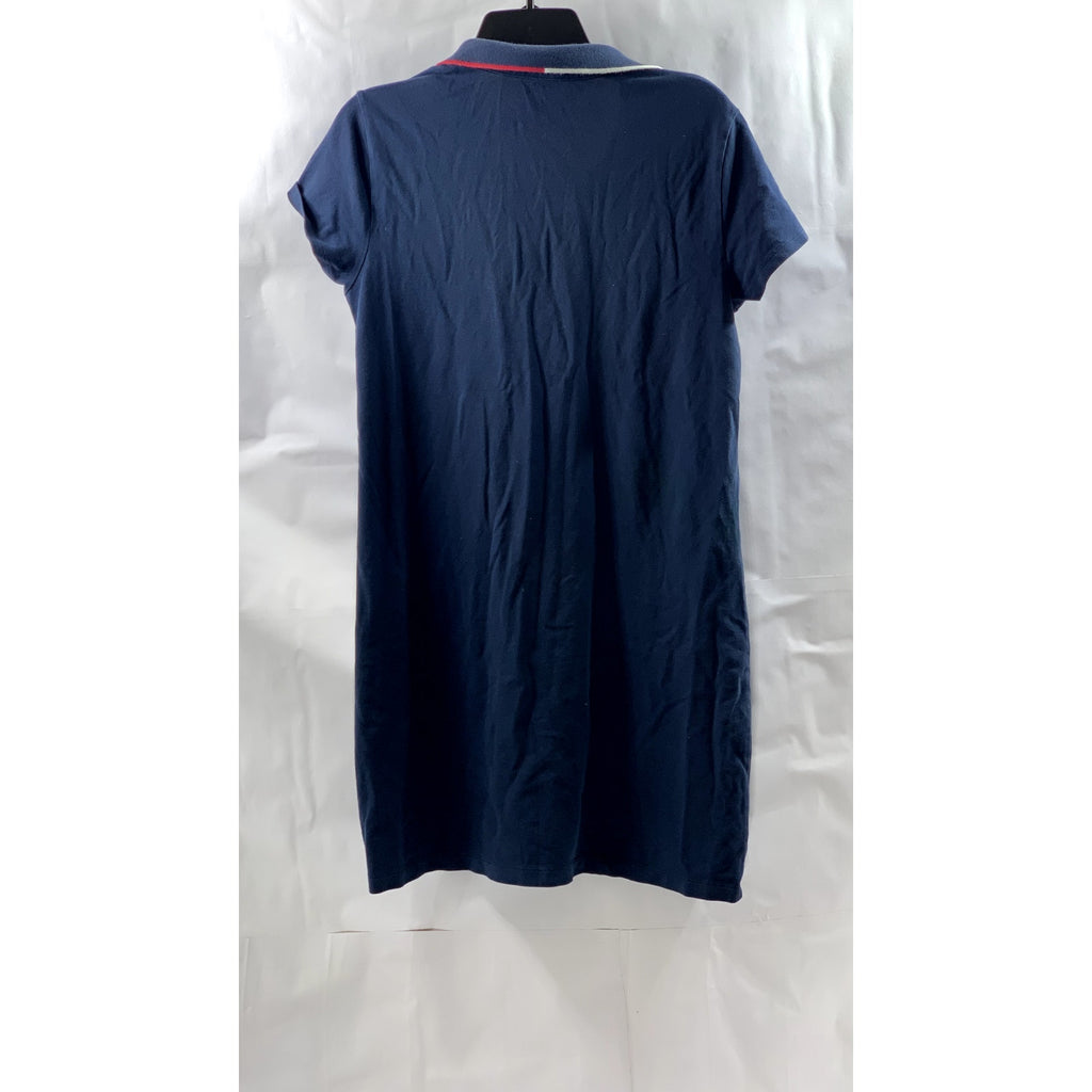 TOMMY HILFIGER Women's Navy Banner Stripe Short Sleeve Polo Mini Dress SZ M