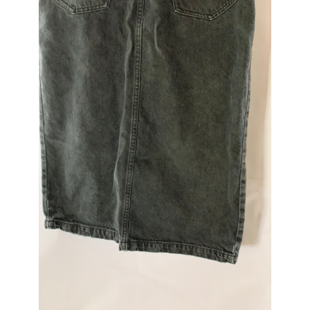 SESSUN BLUE Women's Black Denim Amadeo Split Button Front Skirt SZ 36(US4)