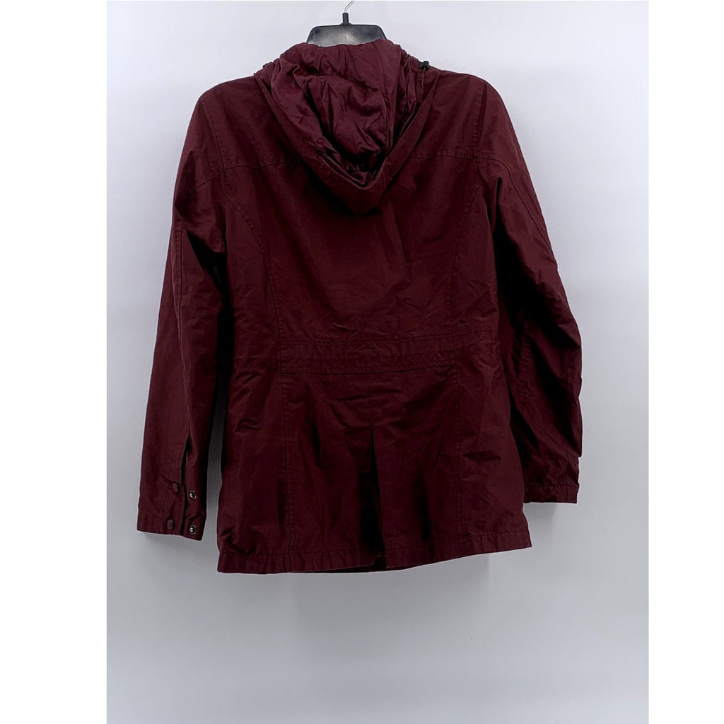 L.L. BEAN Women's Burgundy Regular-Fit Snap-Button Zip-Up Hooded Coat SZ XS
