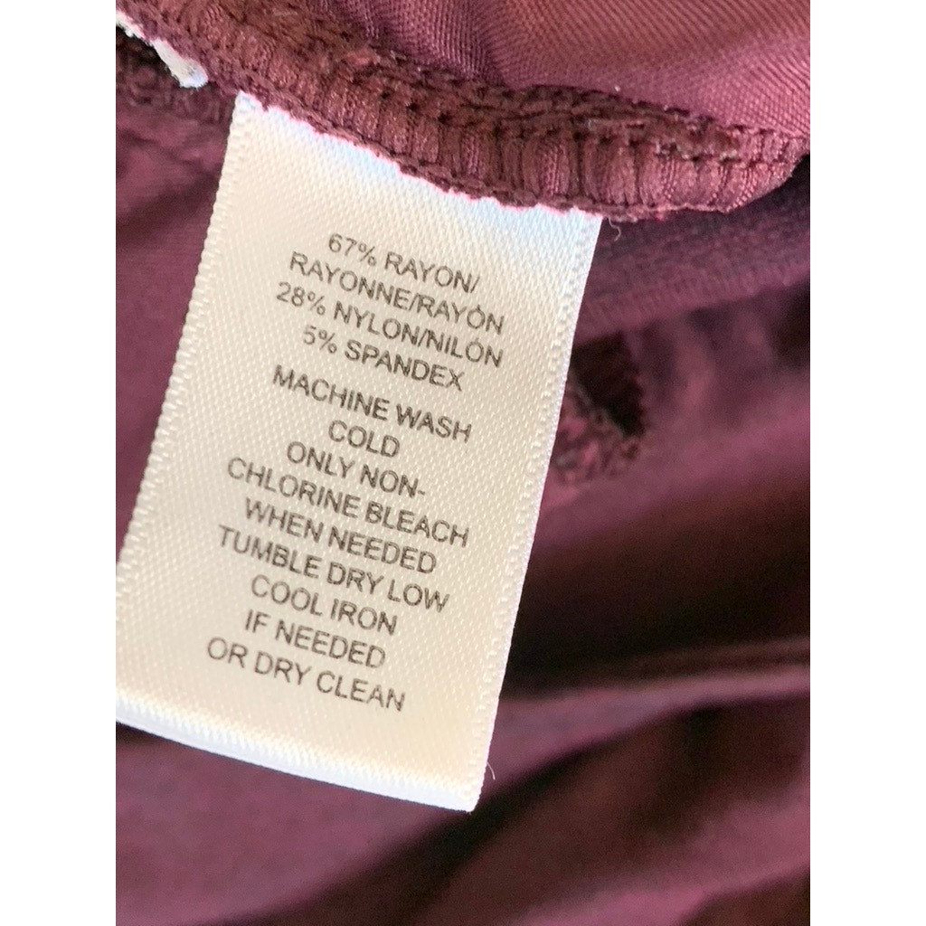 LOFT Women's Burgundy Skinny Zip-Pocket Ankle Ponte Pants SZ 4