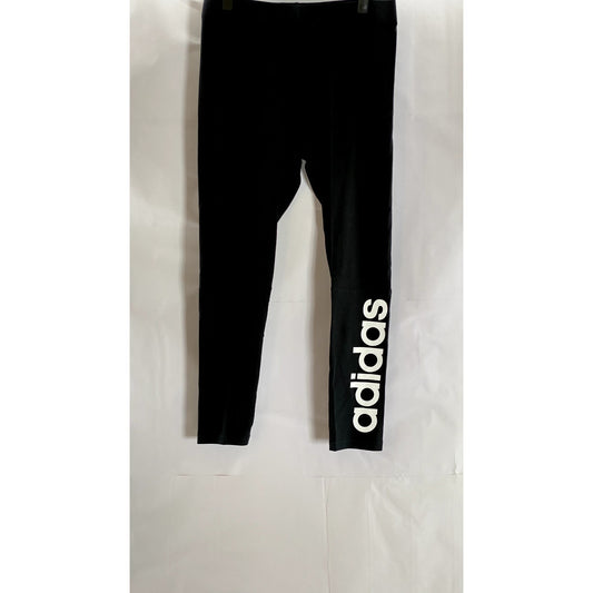 ADIDAS Women's Black/White Essential Linear Pull-On Tights SZ L