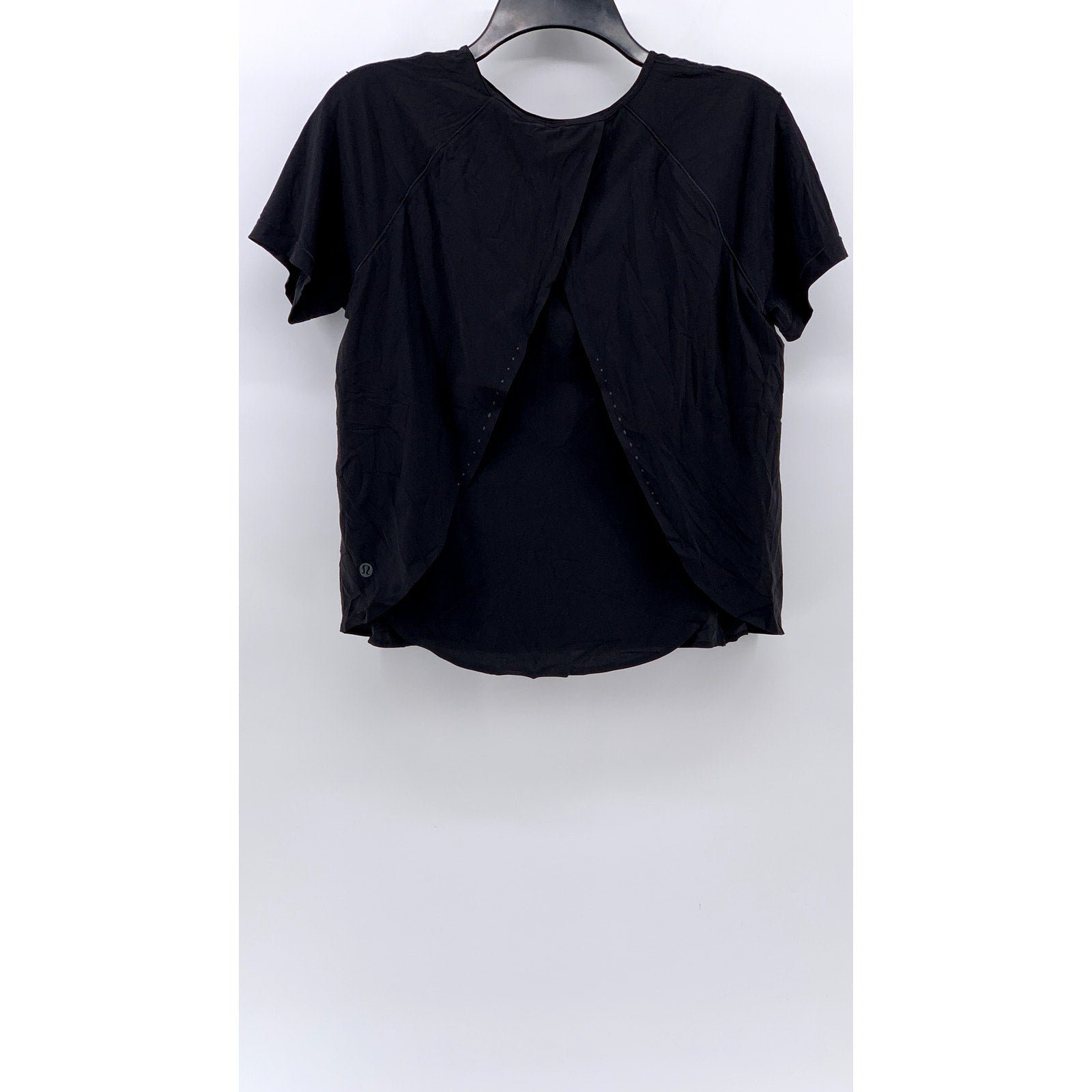 LULULEMON Women's Black Split Back Short Sleeve Top SZ 6