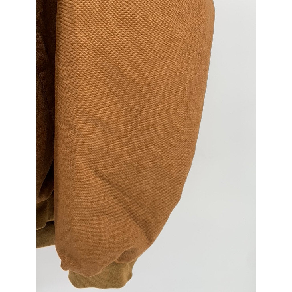 ASW Men's Tall Tan Sheet Metal Circle Patch Hooded Zip-Up Jacket SZ 3XL-T