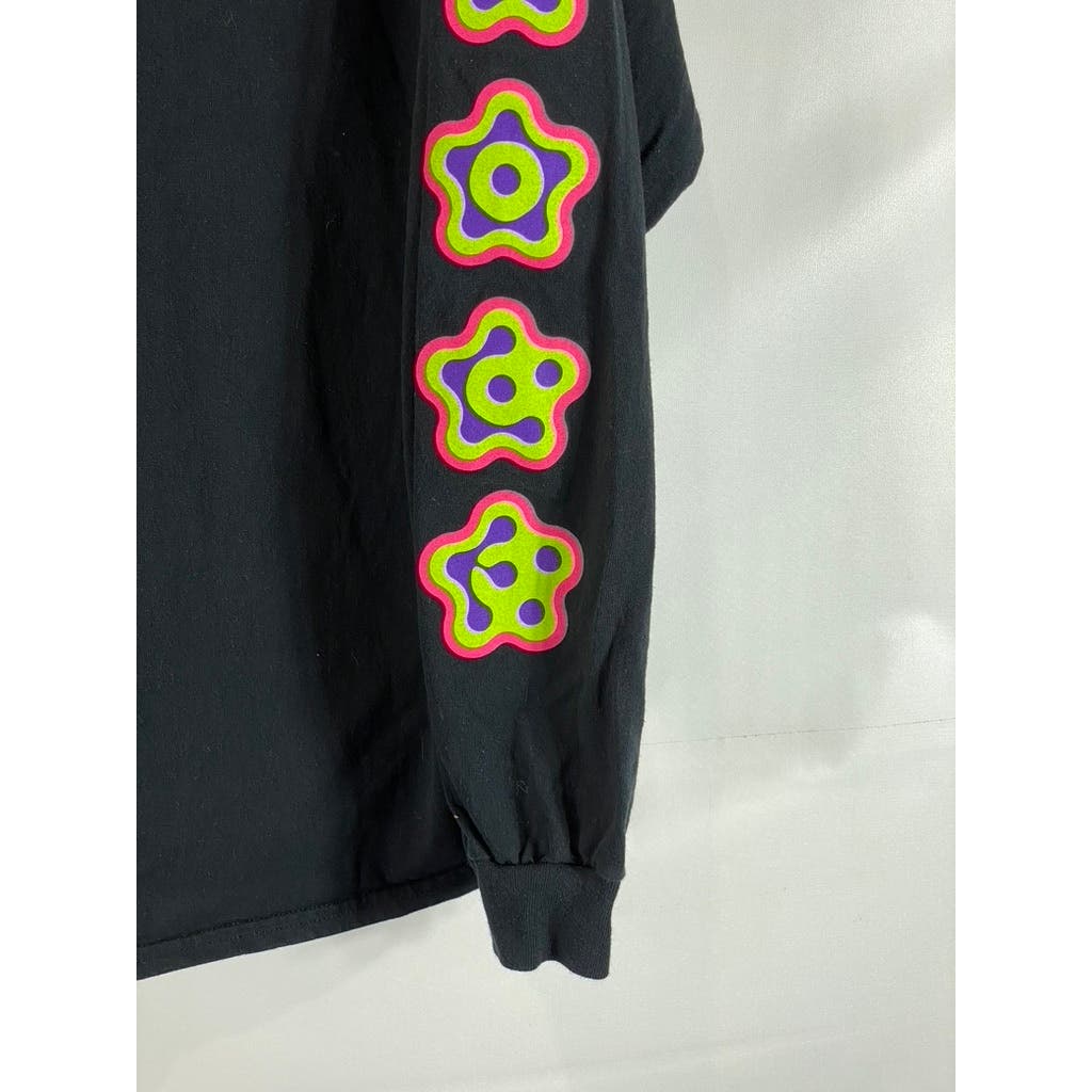 GOLF WANG Men's Black Crewneck Flower Print Long Sleeve T-Shirt SZ 2XL