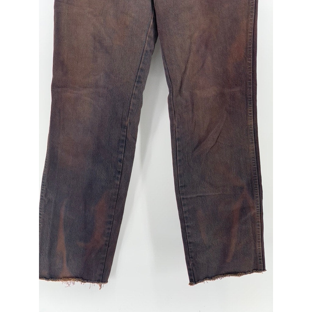 CALVIN KLEIN Men's Brown-Navy Dyed Frayed Straight-Leg Denim Jeans SZ 31