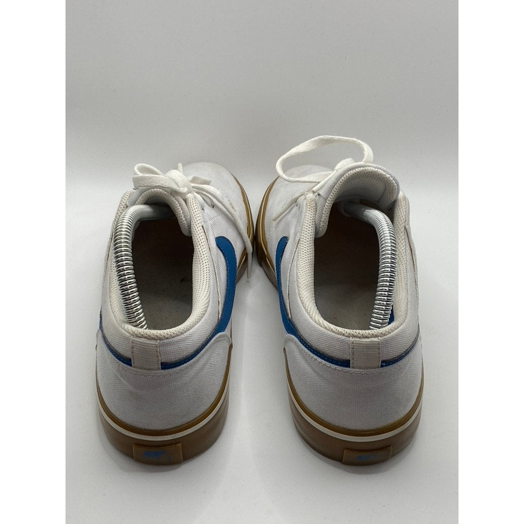 NIKE Men’s White-Blue Portmore 2 Solar Canvas SB Low-Top Lace-Up Sneakers SZ 8