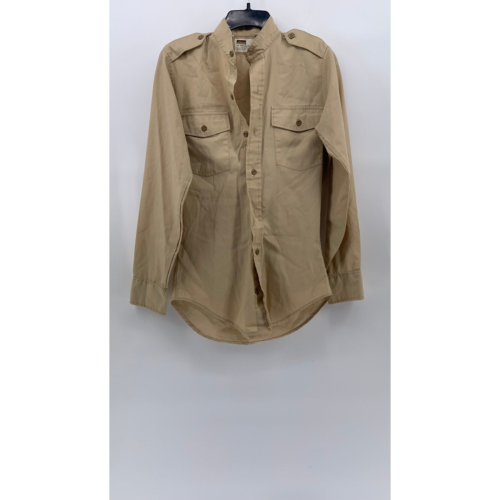 MONTGOMERY WARD Men's Tan Vintage 70's Button-Up Long Sleeve Shirt SZ S