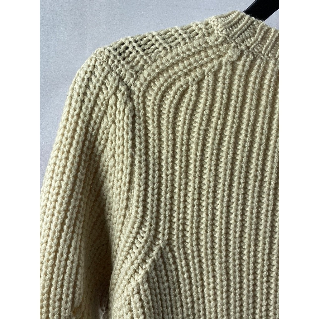 CLUB MONACO Women's Beige Wool Crewneck Knit Pullover Sweater SZ XS