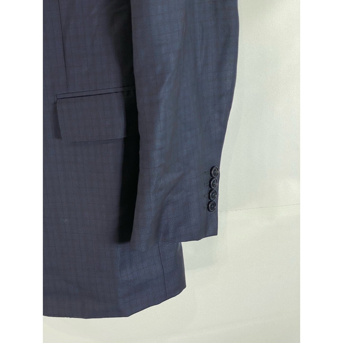 ERMENEGILDO ZEGNA Men's Navy Long Windowpane Trofeo Wool Two-Button Blazer SZ54L