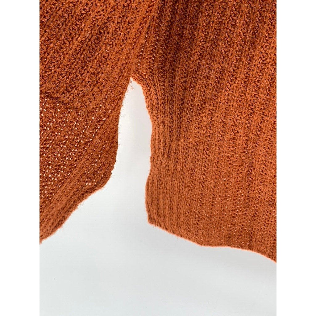 BRAVE SOUL LONDON Women's Rust Orange Knit Open-Front Long Sleeve Cardigan SZ S