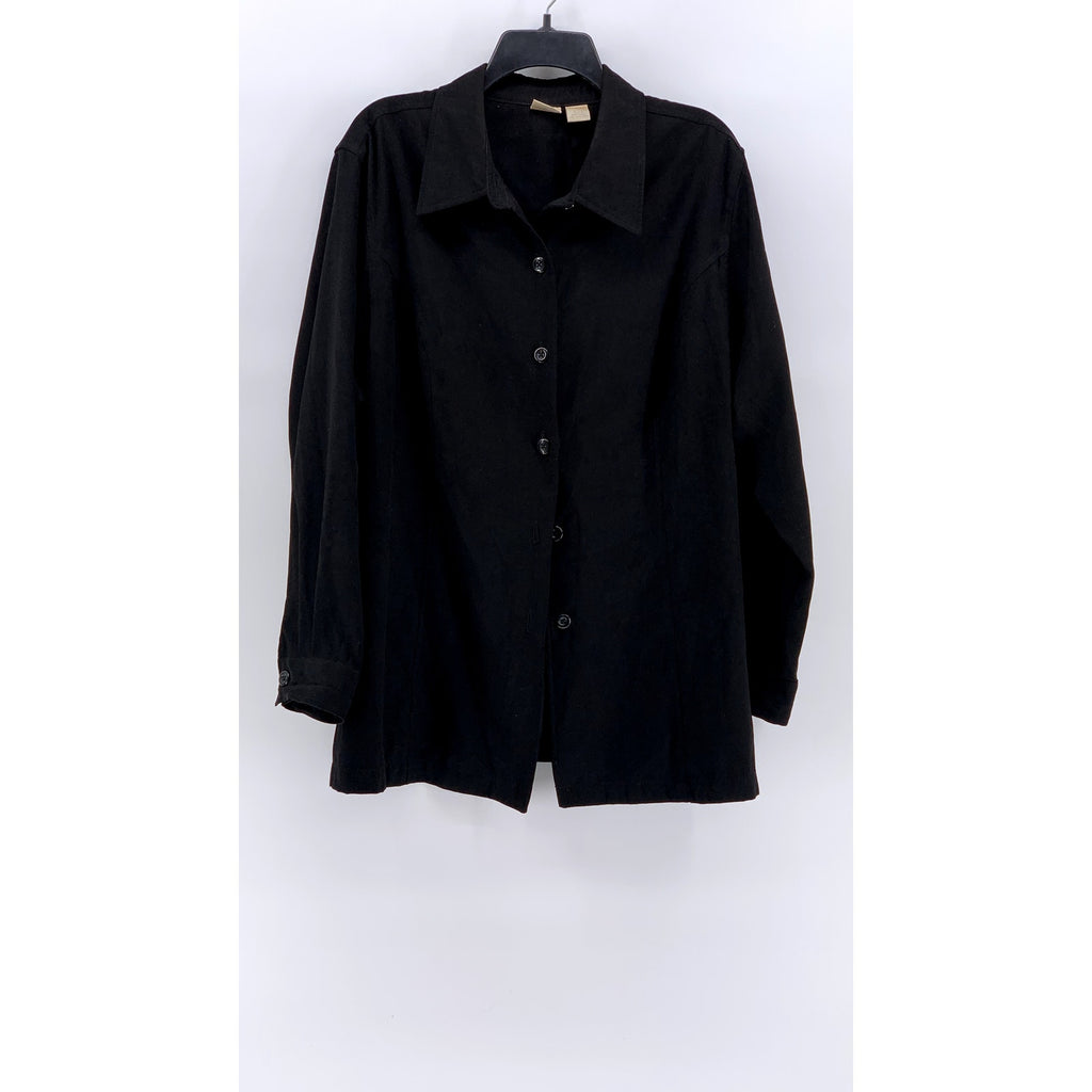 CHEROKEE Women's Black Plus Button-Up Long Sleeve Top SZ 2X