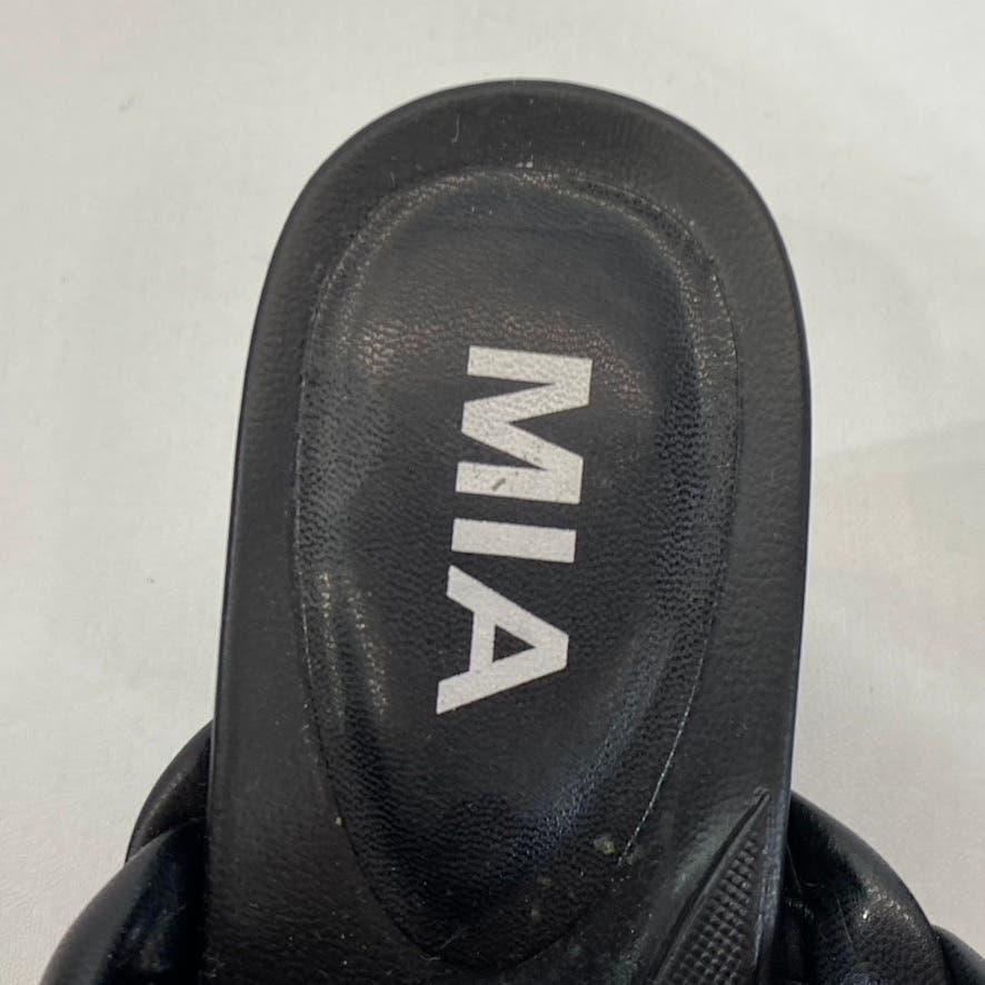 MIA Women's Black Faux-Leather Maine Puffy Braided Square-Toe Sandals SZ 6