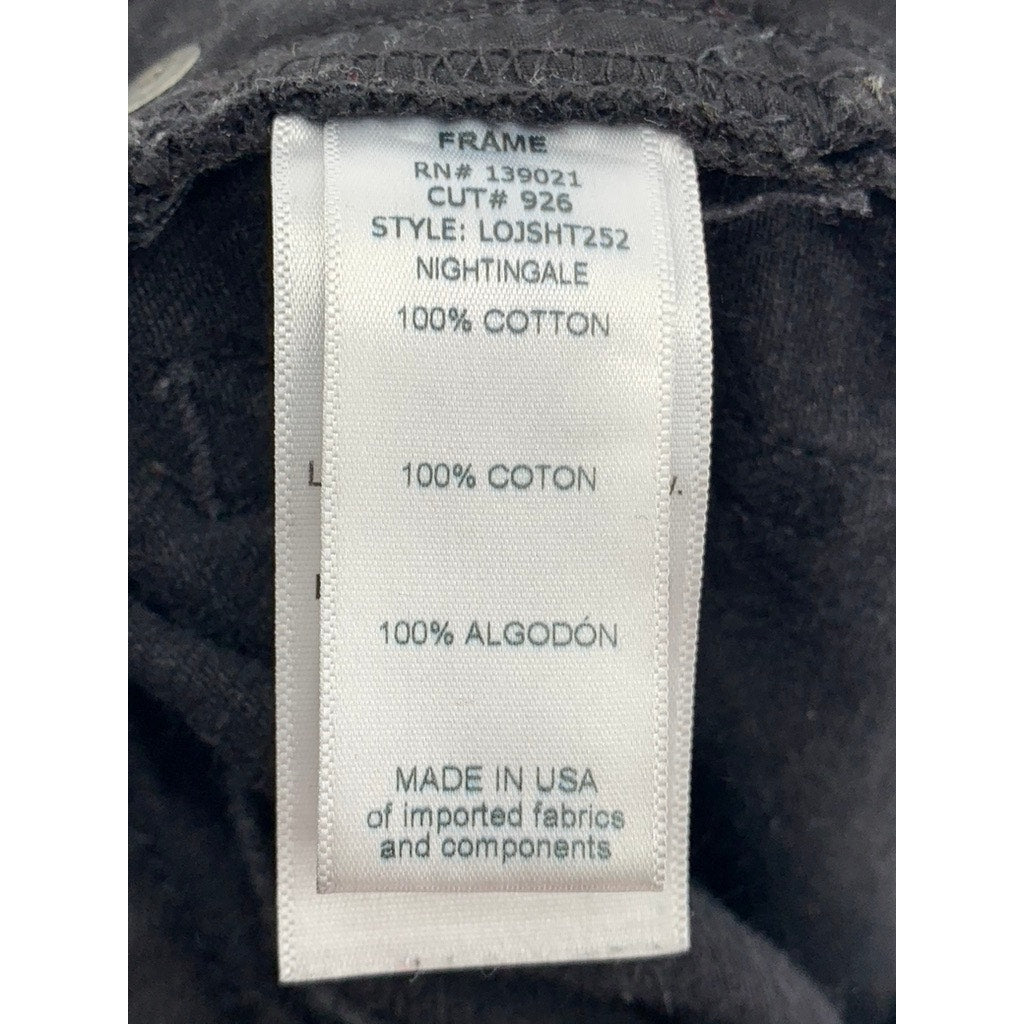 FRAME DENIM Women's Nightingale Black Le Original Tulip Cut-Off Shorts SZ 25