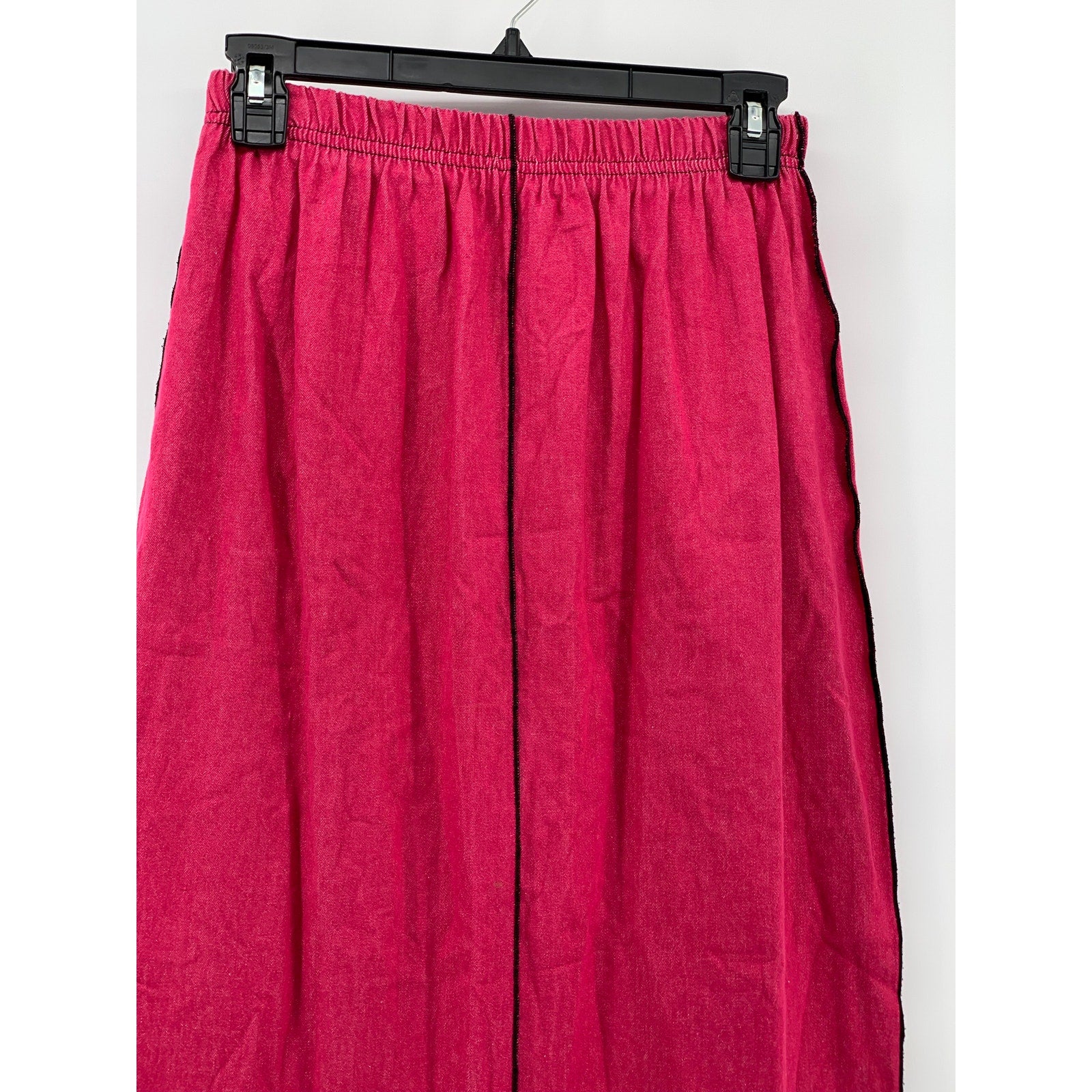 XIAO Women's Pink-Black Elastic-Waist Pull-On Midi A-Line Skirt SZ S