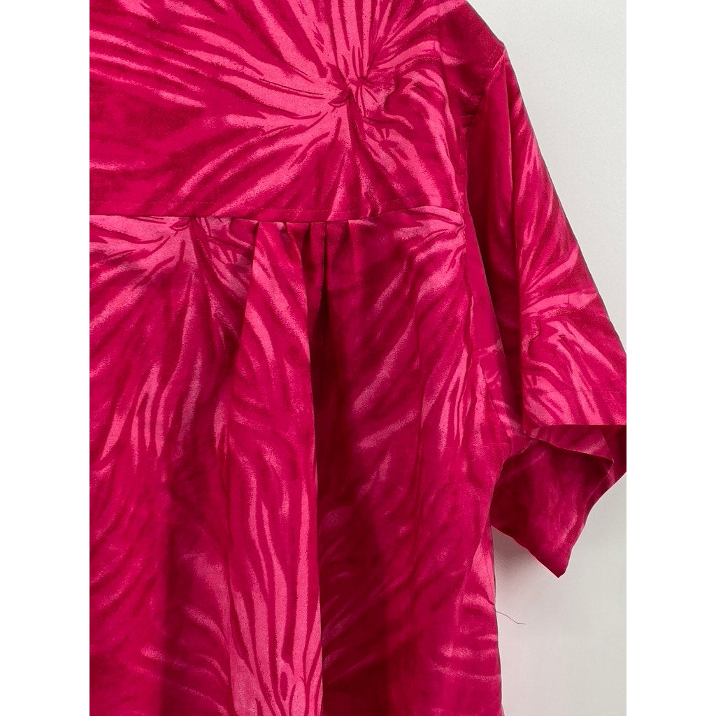 RIMA BEACHWORLD Women's Pink Tropical Floral Button-Up Cover-Up SZ OS