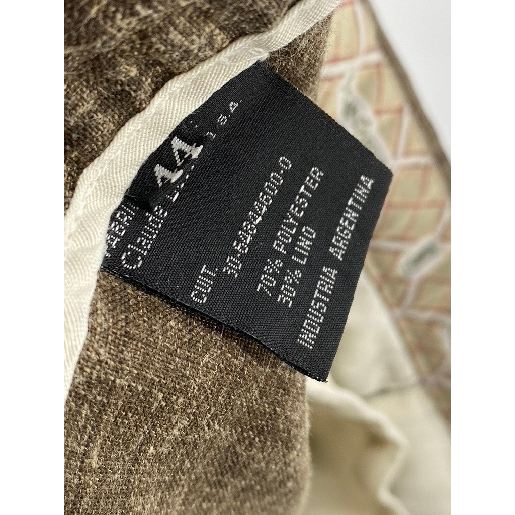 YSL YVES SAINT LAURENT Men's Brown Pleated Straight-Leg Pants SZ 44(US34)