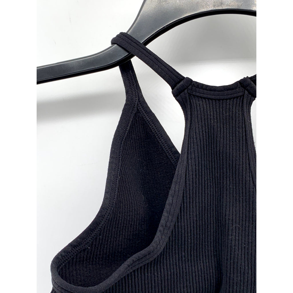 REFORMER Women's Black Ribbed V-Neck Racerback Cropped Tank Top SZ XS/S