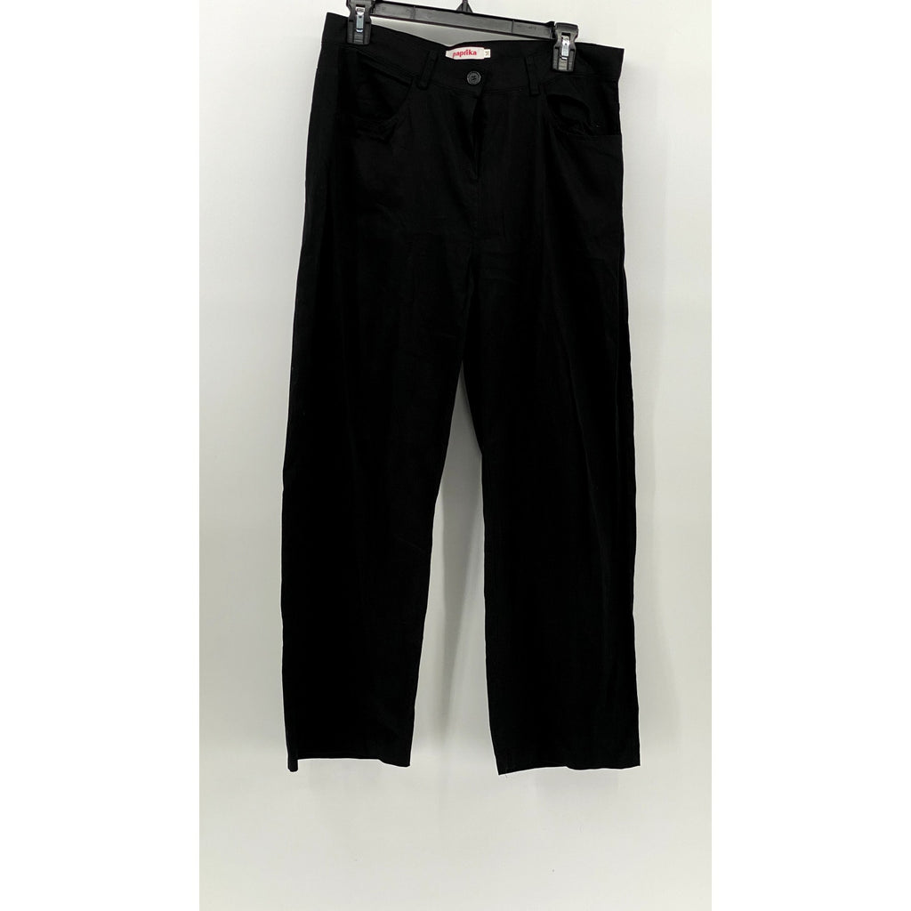 PAPRIKA Women's Black Solid Straight-Leg Regular-Fit Pant SZ M