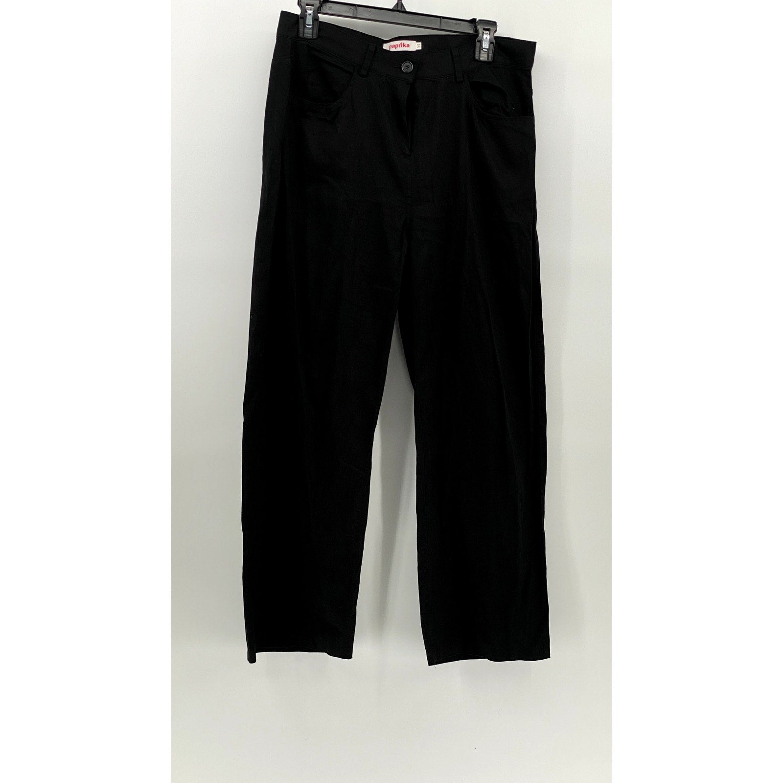 PAPRIKA Women's Black Solid Straight-Leg Regular-Fit Pant SZ M
