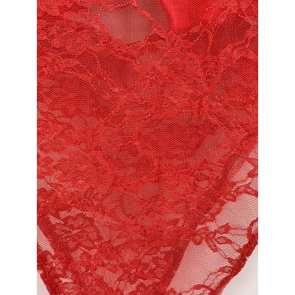 FASHION NOVA Women's Red Lace Cutout Strapless Bodysuit SZ XL