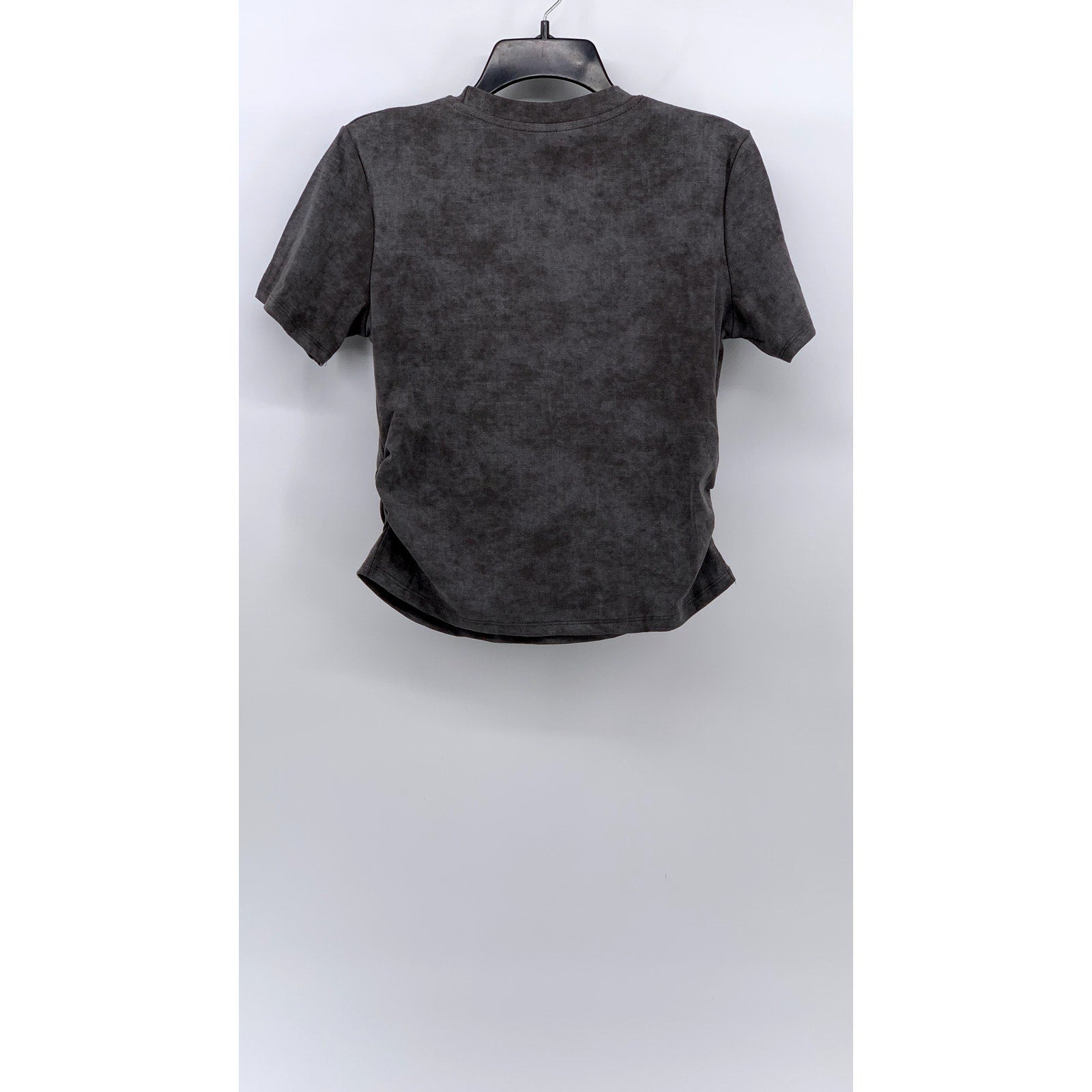 UNBRANDED Women's Gray Tie-Dye Crewneck Positive Logo Side-Ruched Casual Top SZS