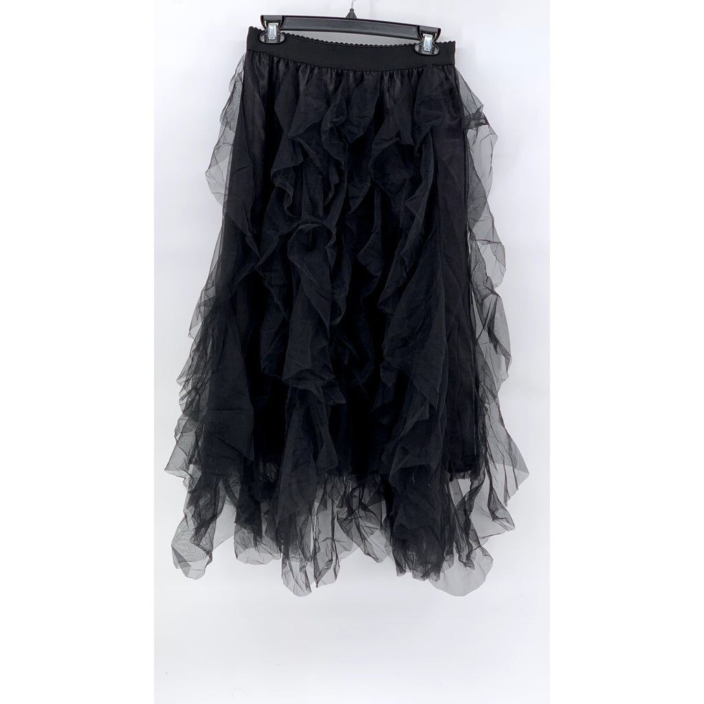 SHEIN Women's Black Sheer Tulle Layered Midi Skirt SZ 6