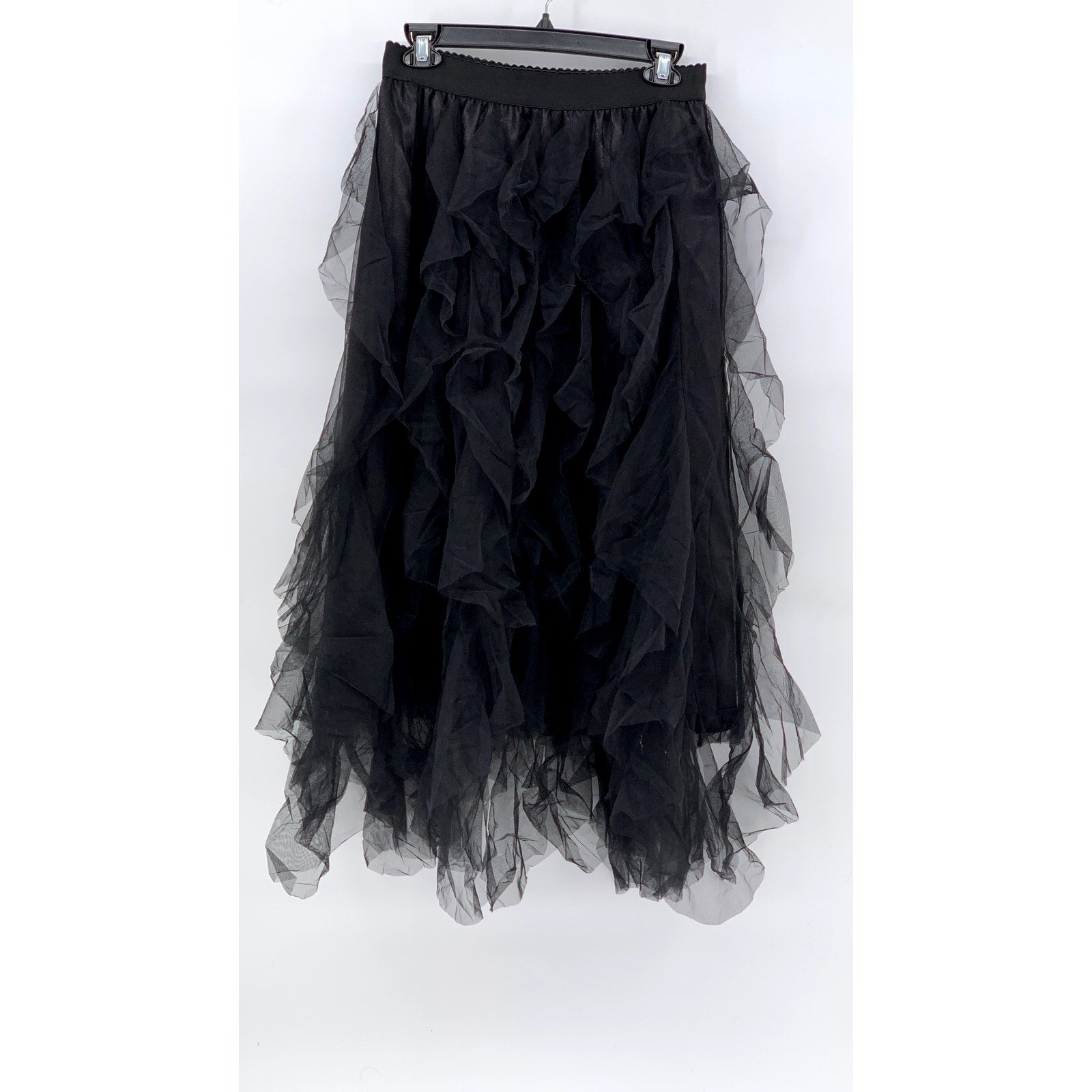 SHEIN Women's Black Sheer Tulle Layered Midi Skirt SZ 6