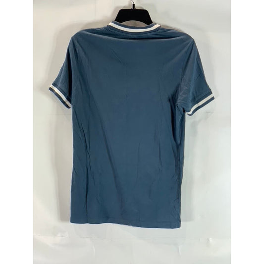 ASOS Men's Blue Stripe-Trim Crewneck Short Sleeve T-Shirt SZ S