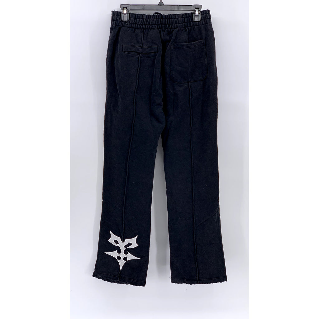 TRAP HARDEST Men’s Black-White Logo Sweatpants SZ M