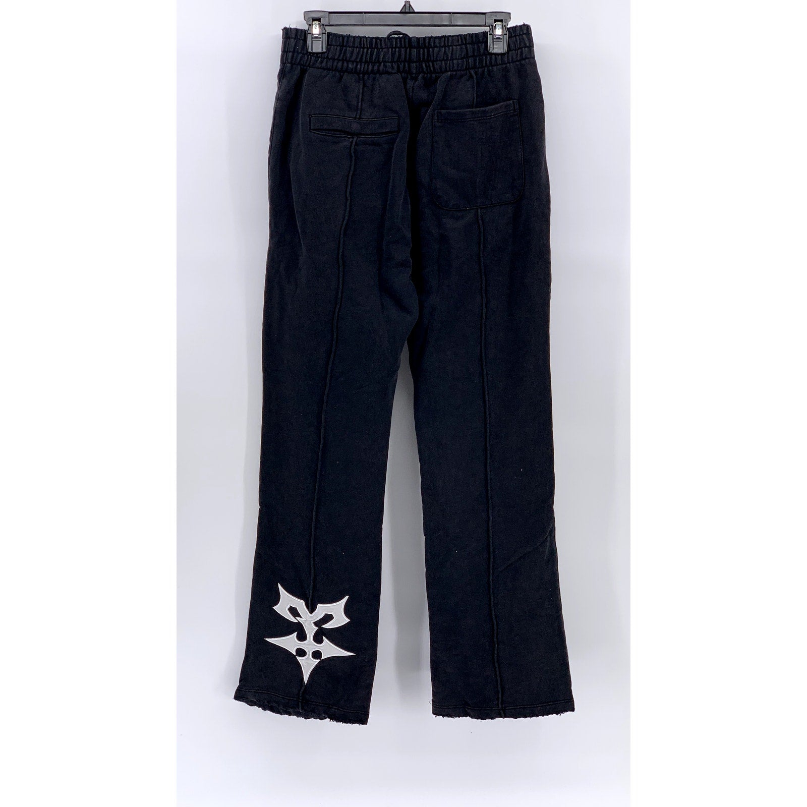 TRAP HARDEST Men’s Black-White Logo Sweatpants SZ M