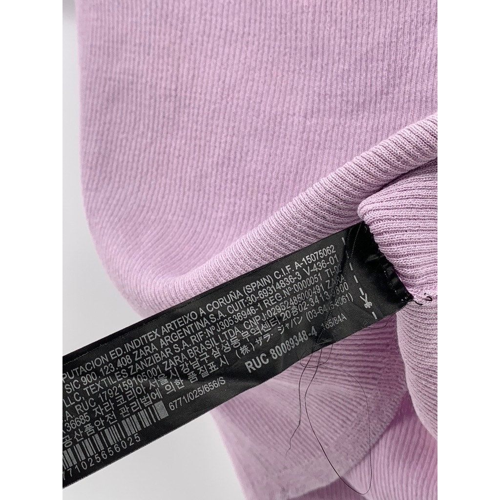 ZARA KNIT Women's Lilac Ribbed Crop Top SZ S