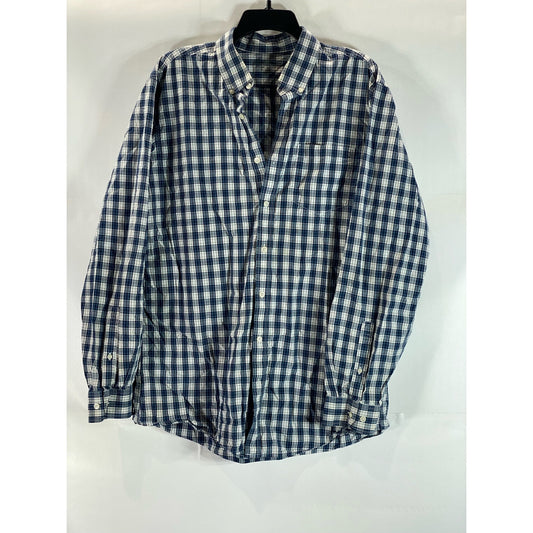 EDDIE BUAER Men's Tall Blue Plaid Legend Wash Classic-Fit Button-Up Shirt SZ TL