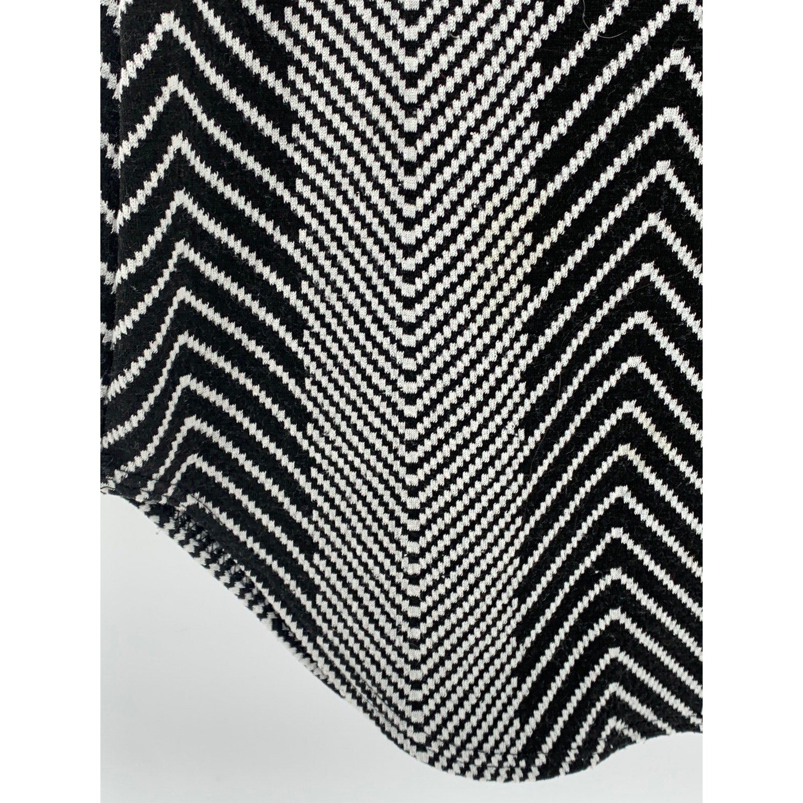 LOVE NATION Women's Black-White Herringbone Crewneck Short Sleeve Dress SZ S