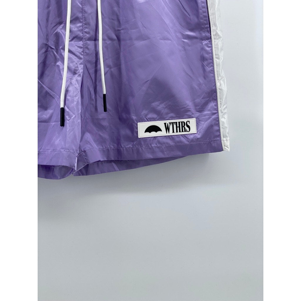 WTHRS Men's Lilac-White Side Stripe Drawstring Activewear Shorts SZ M