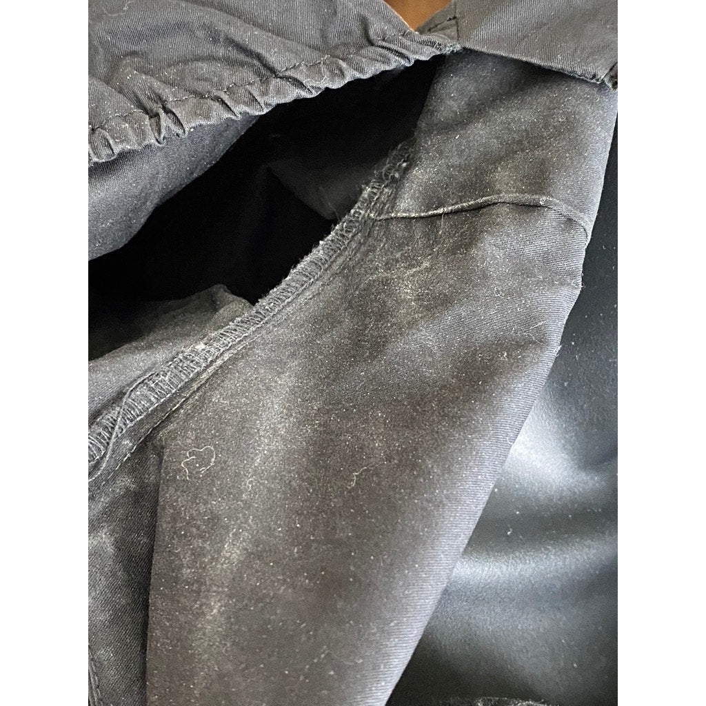 LINYI STUDIO Women's Black Solid Straight-Neck Puff-Sleeve A-Line Mini Dress SZL