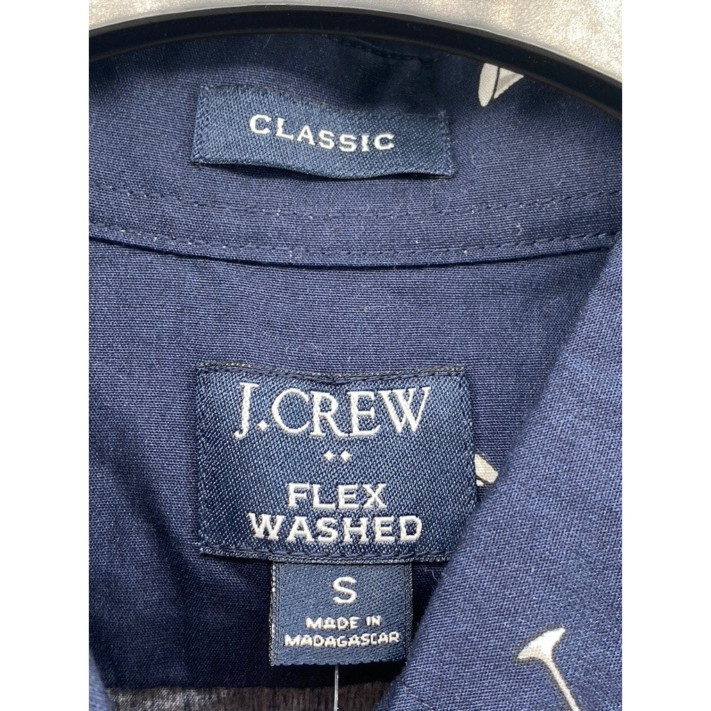 J.CREW Men's Navy Martini Classic-Fit Untucked Flex Washed Button-Up Shirt SZ S