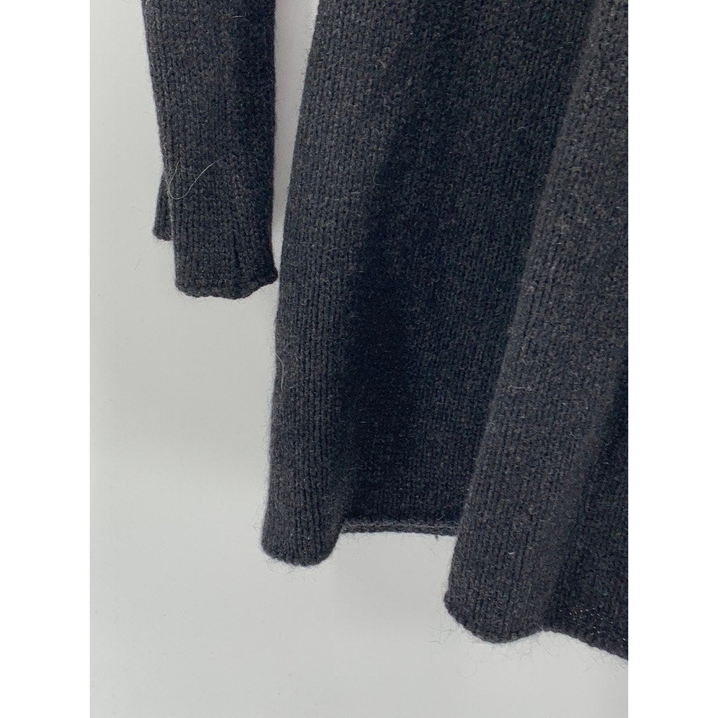 VINCE Women's Charcoal Alpaca-Wool-Cashmere Fold-Over Wrap Sweater Dress SZ S