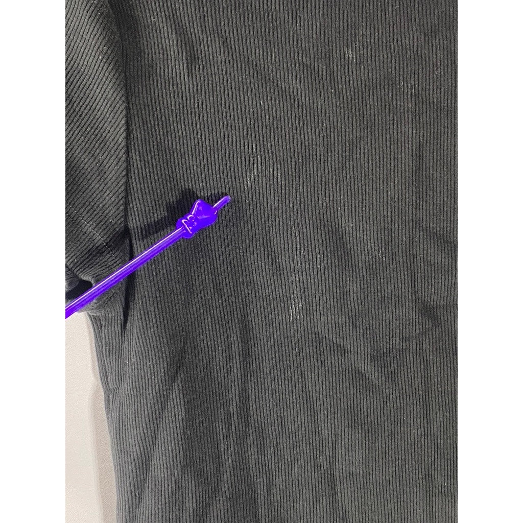 DIVIDED BY H&M Women's Black Crewneck Ribbed Short Sleeve Crop Top SZ L