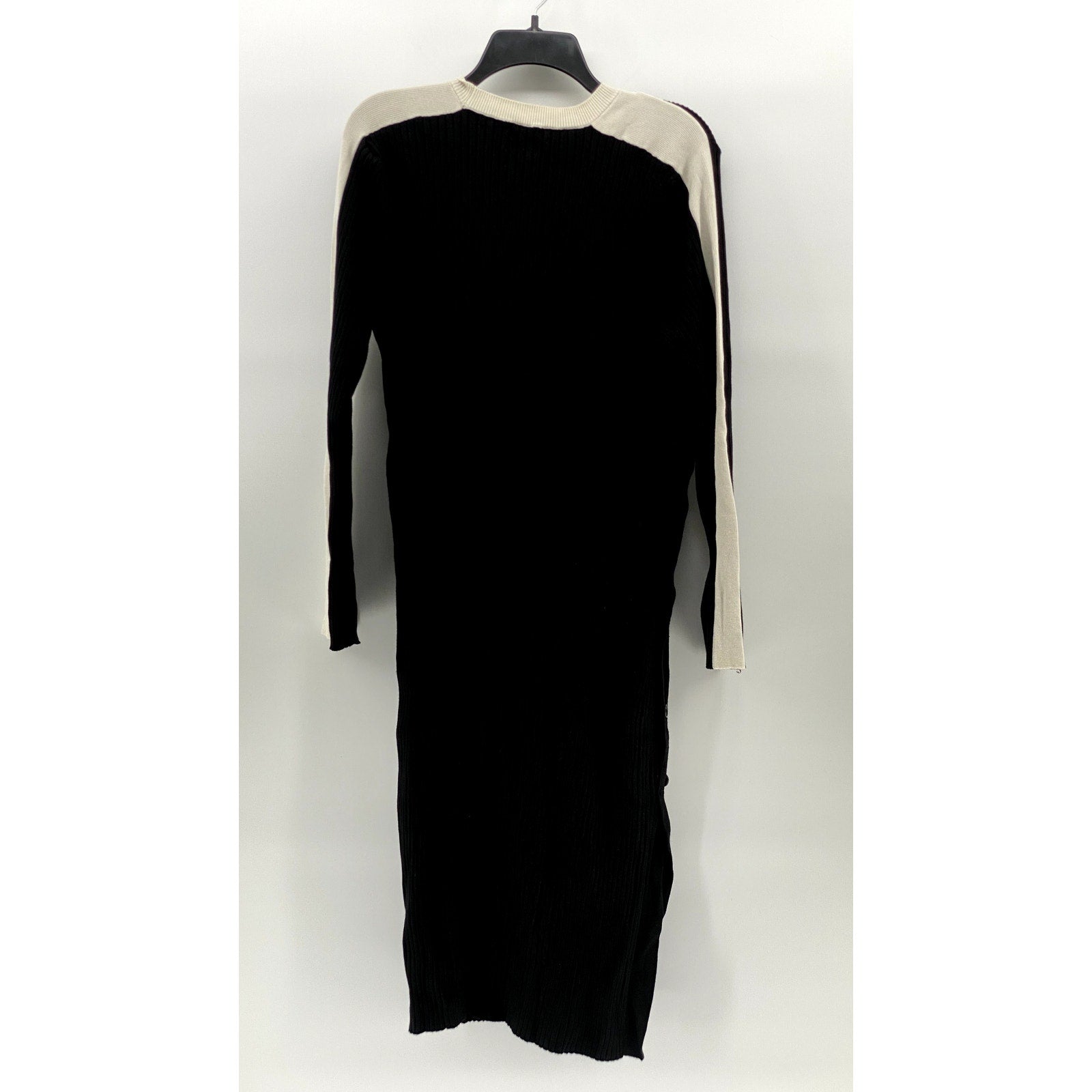 FUTURE COLLECTIVE KHALANA BARFIELD BROWN Women's Black-Cream Ribbed Dress SZ L