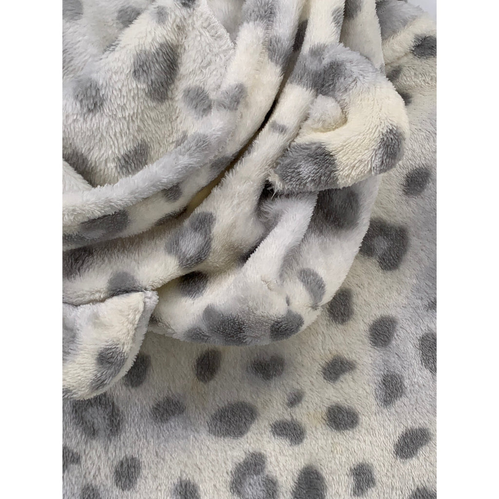JUSTICE Girls' Gray-White Leopard Print Hooded Wrap Tie Robe SZ 14/16
