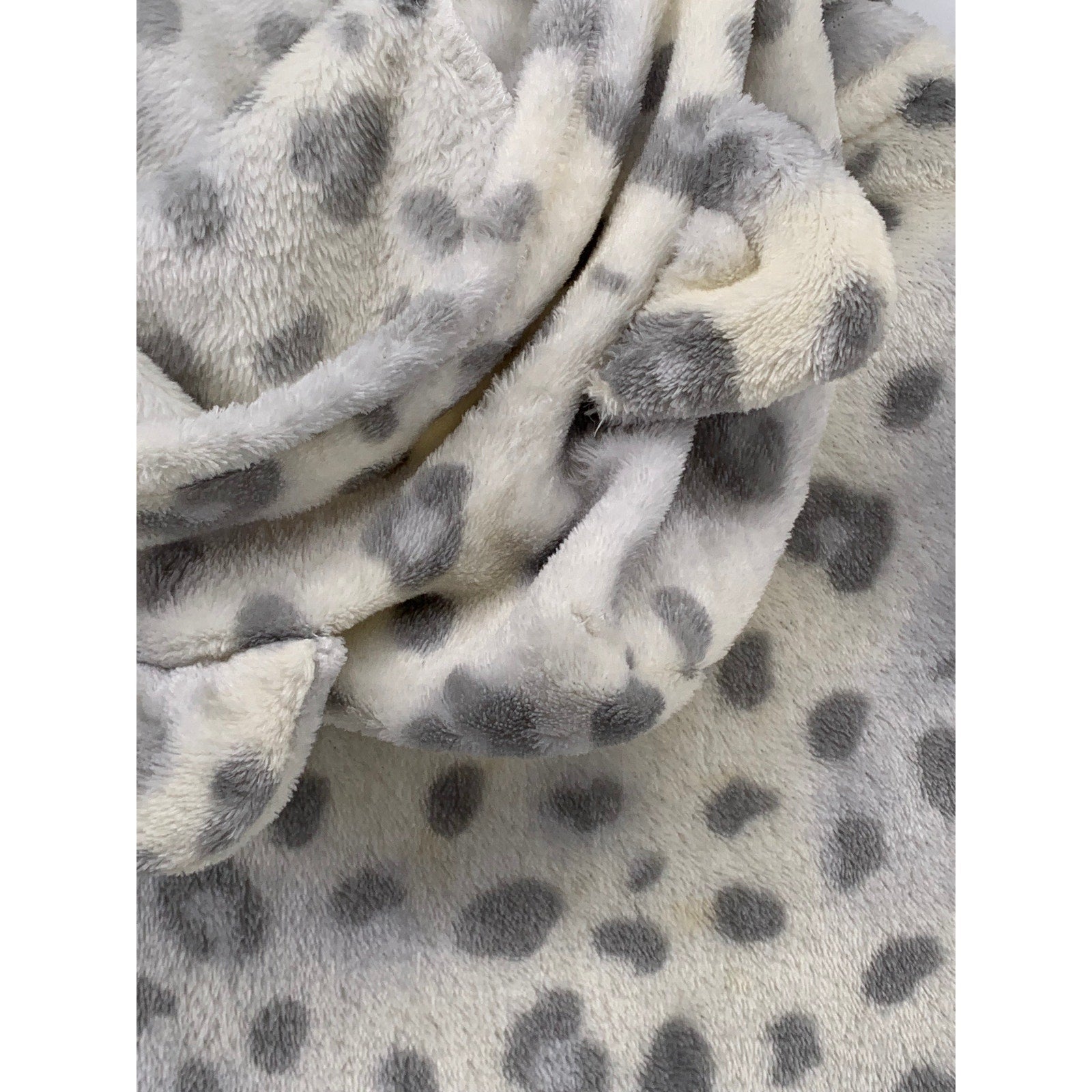 JUSTICE Girls' Gray-White Leopard Print Hooded Wrap Tie Robe SZ 14/16