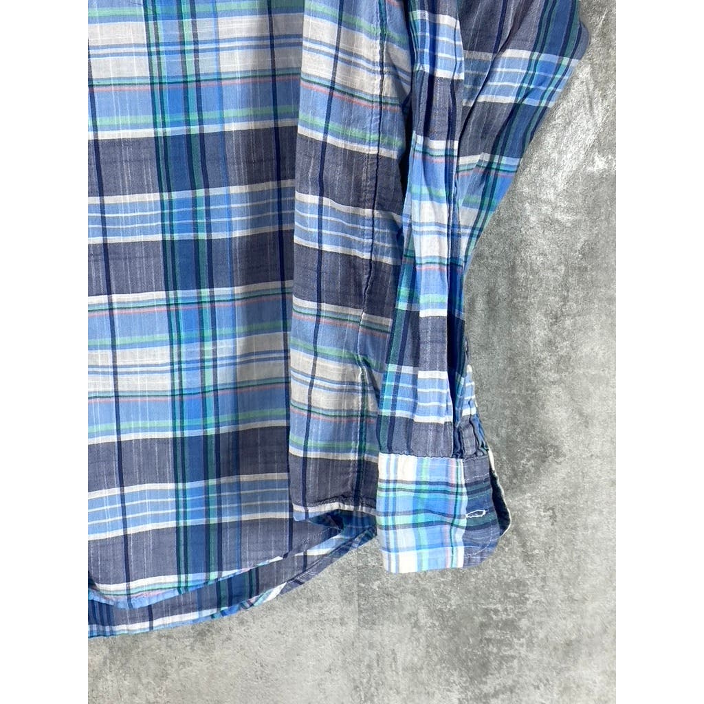 VINEYARD VINES Men's Moonshine Blue Plaid Smith Point Classic Tucker Shirt SZ M