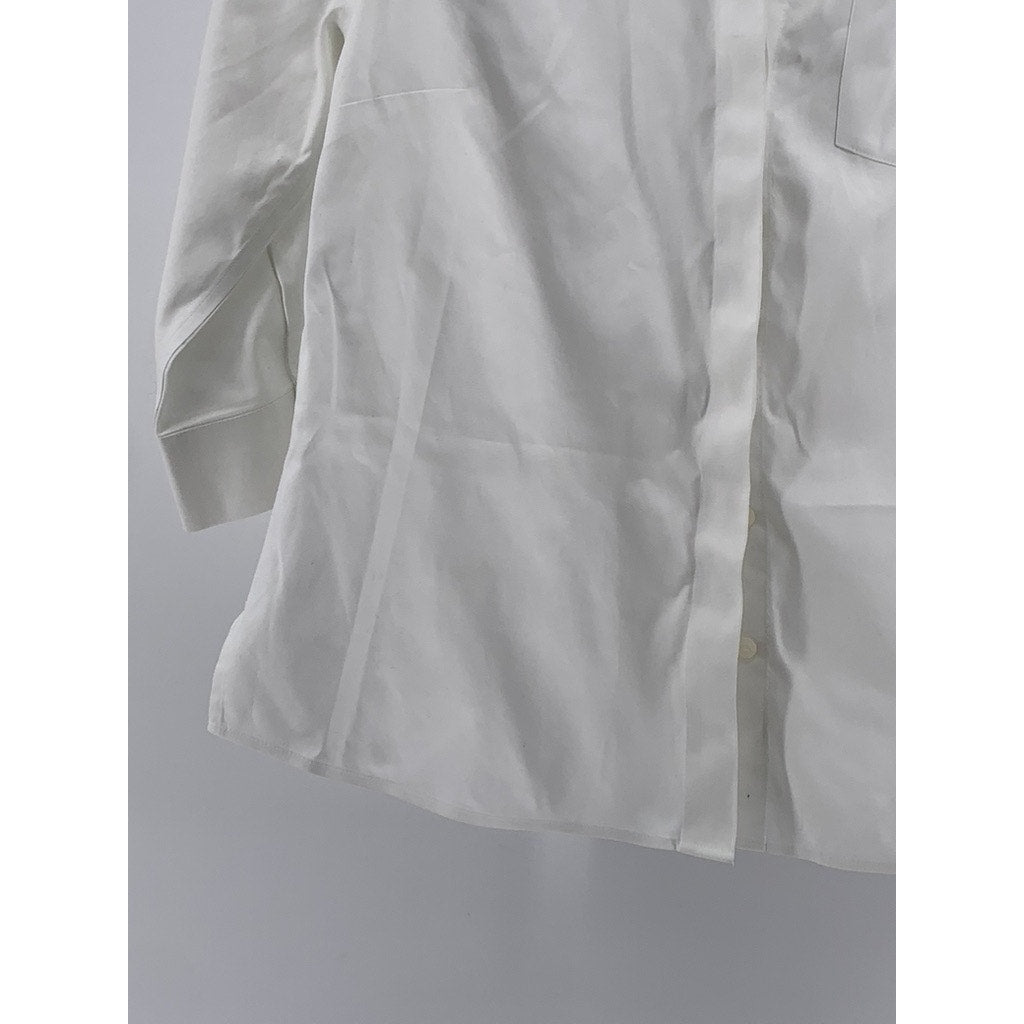 CHICO'S Women's Plus White Solid Stain-Shield Button-Up Top SZ 1