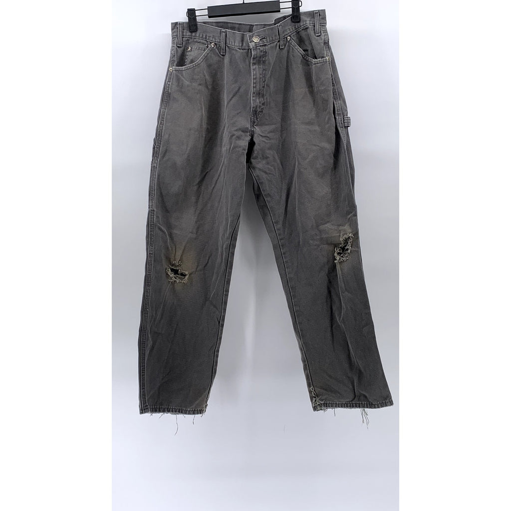 DICKIES Men's Dark Gray Textured Straight-Leg Carpenter Jeans SZ 36X30