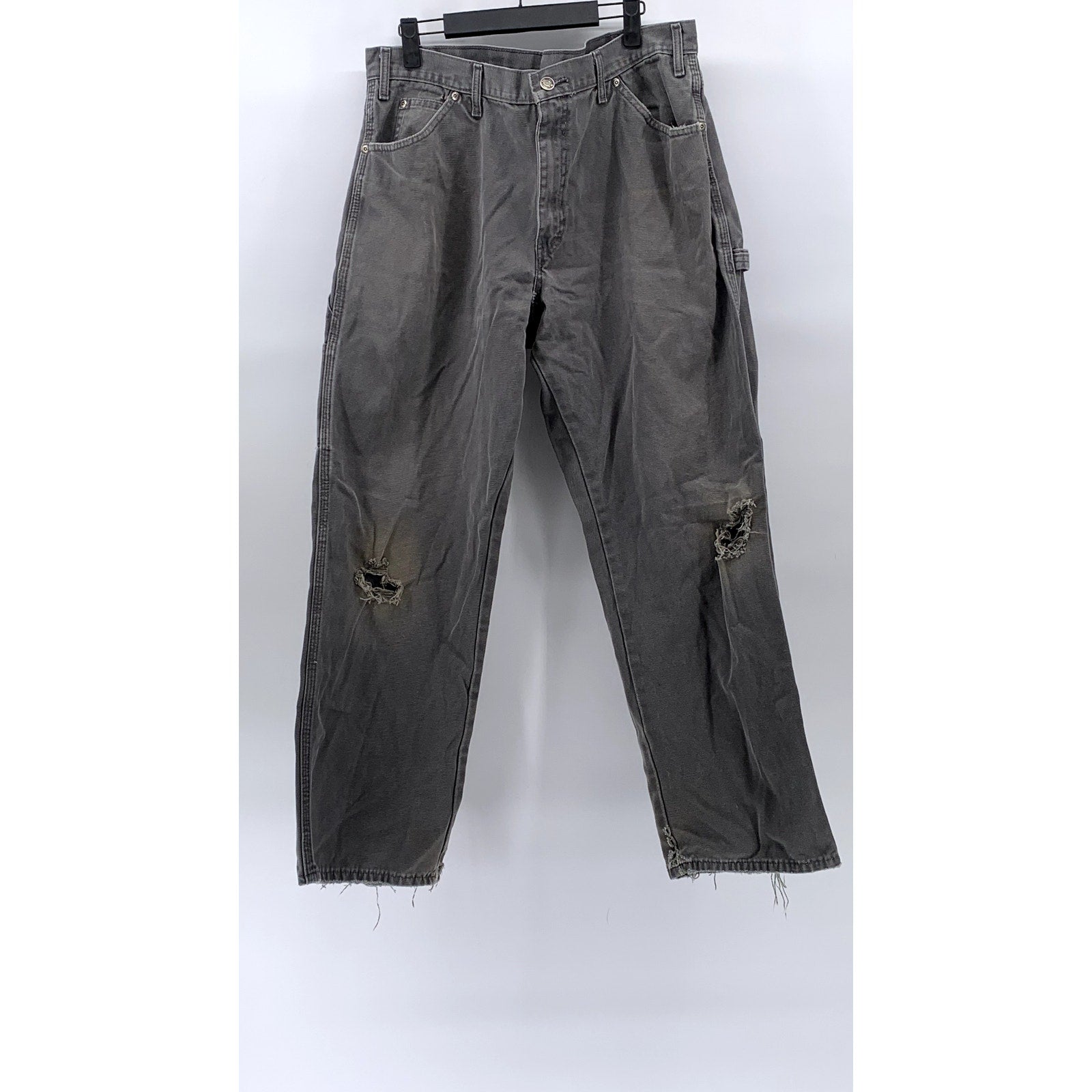 DICKIES Men's Dark Gray Textured Straight-Leg Carpenter Jeans SZ 36X30