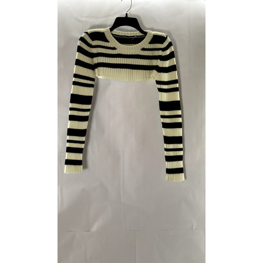 MAEVE By ANTHROPOLOGIE Women's Cream/Black Striped Long Sleeve Bolero SZ L