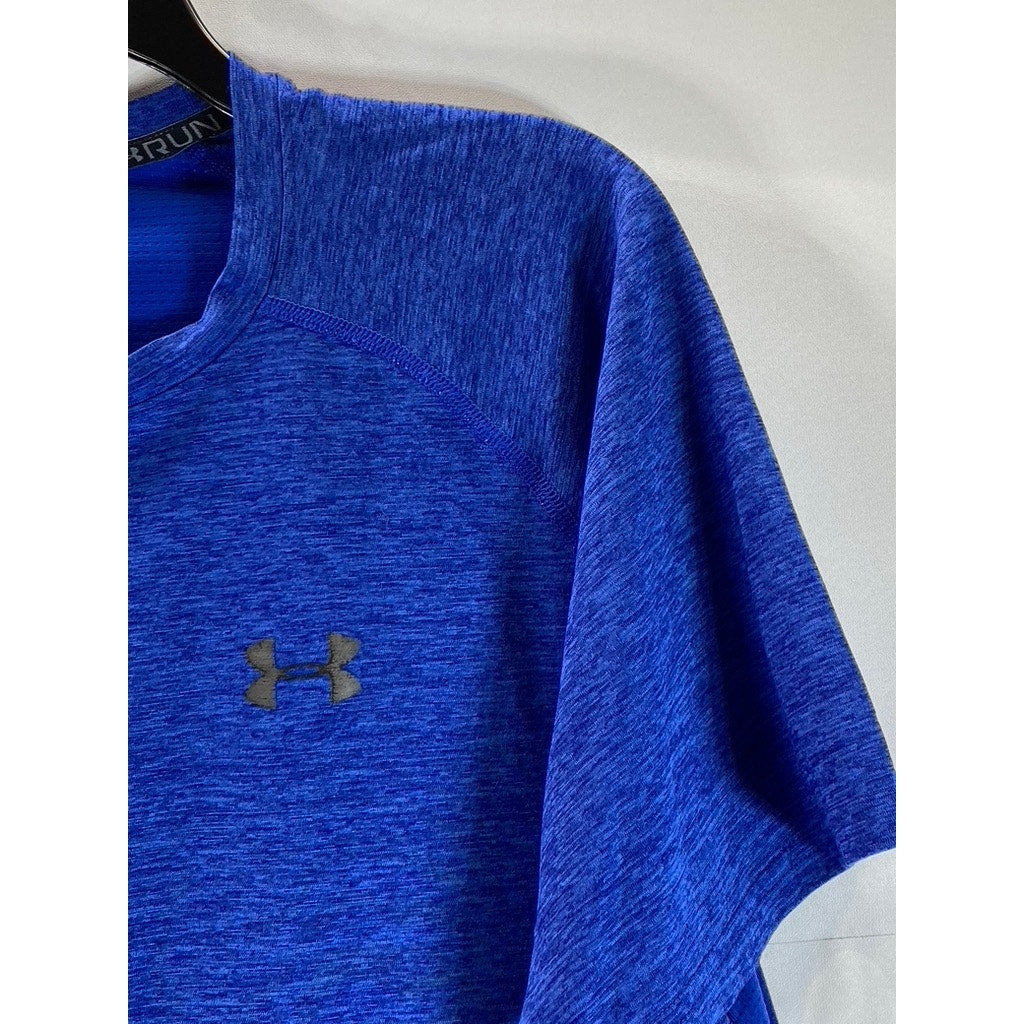 UNDER ARMOUR Men's Blue Crewneck Heatgear Fitted Short Sleeve T-Shirt SZ XL