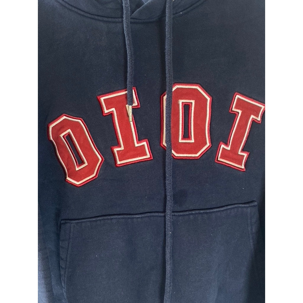 5252 BY OIOI Unisex Dark Navy/Red Patch Logo Casual Hoodie SZ S